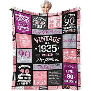90th Birthday Gifts for Women Throw Blanket 60" x 50" 90 Year Old Birthday Gi... - Picture 1 of 7