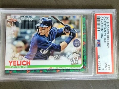 2019 Topps Holiday #72 - Ornament on the Bat SP - Christian Yelich - PSA 9 - Image 1 of 2