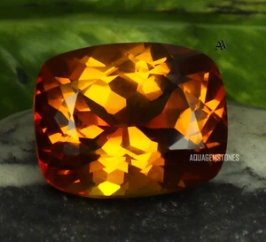 17.00 Ct Natural Flawless Orange Sapphire Emerald Cut Certified Loose Gemstone - Picture 1 of 7