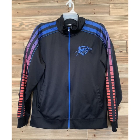 ADIDAS OKLAHOMA CITY THUNDER NBA Basketball Full Zip Athletic Jacket Men's Sz L Cover