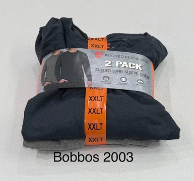 Paquete de 2 camisetas Rugged Elements para hombre de gamuza manga larga, azul oscuro/gris, XXLT Foto 1 de 3