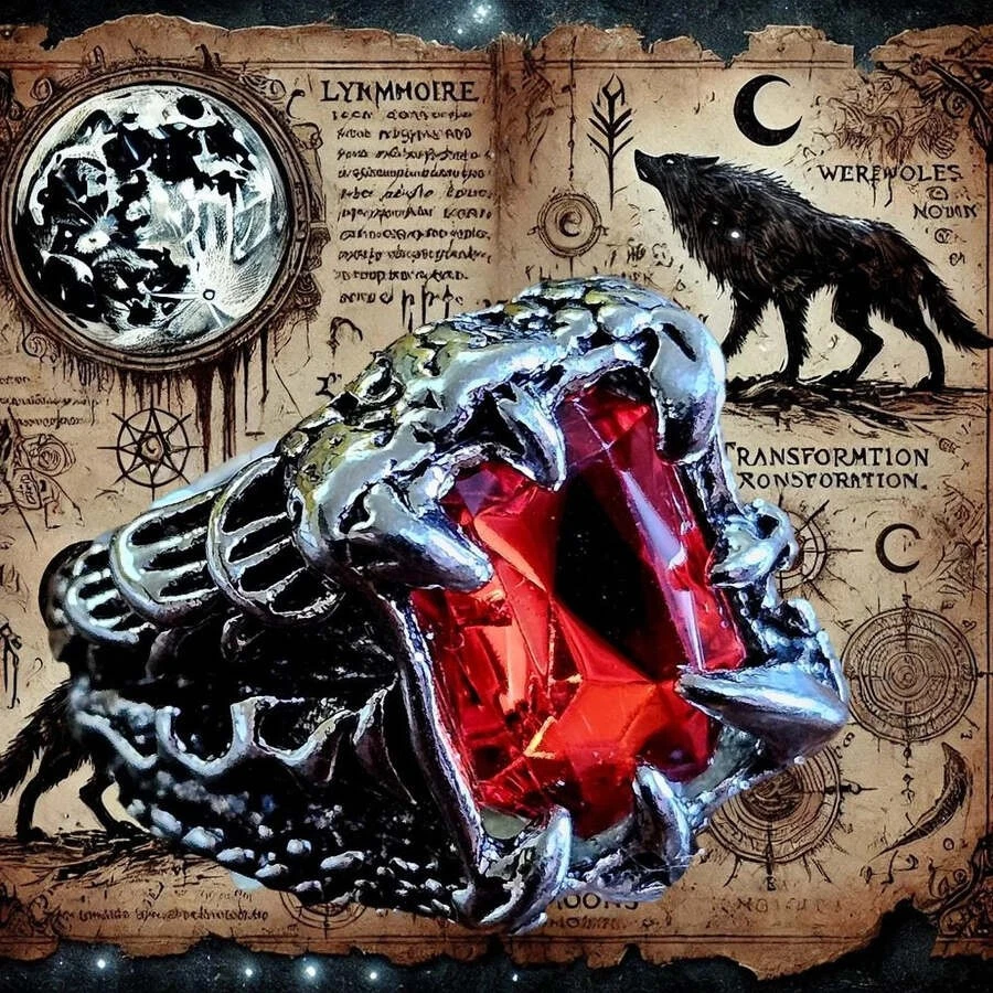 Ring of the Vampyric Lupus Sanguinem Luna Aduno Phylactery - Vampire/Lycan Magic - Image 1 of 4