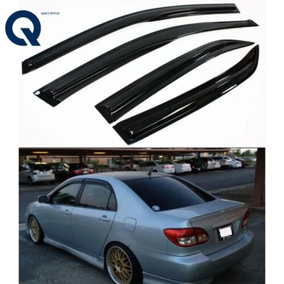JDM Wavy 3D Style Smoked Window Visor Vent Shade For 2003-2008 Toyota Corolla - Image 1 of 4