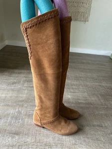 Candela Over The Knee High Riding Boots 9.5 Suede Leather Women Italy Brown boho - Picture 1 of 15