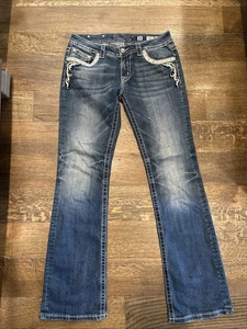 Pantalones de mezclilla Miss Me Signature para mujer talla 31x33 con tachuelas brillantes - Imagen 1 de 12