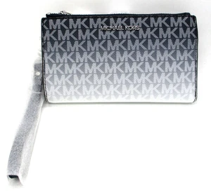 Michael Kors Jet Set Travel Double Zip Wristlet Wallet MK Logo NAVY BLEU MARINE - Bild 1 von 6