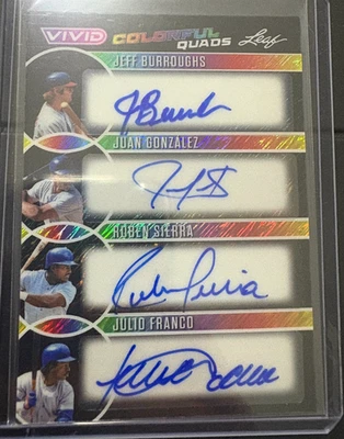 HOJA VÍVIDA COLORIDA QUADS AUTOMÁTICA 1/1 Burroughs, González, Sierra, Franco RANGERS Foto 1 de 2