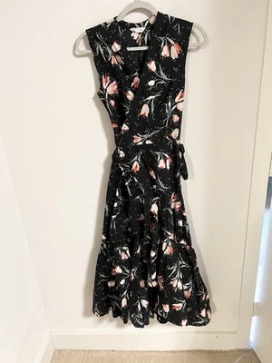 Платье Rebecca Taylor размер 0 хлопок тюльпан с запахом оборка женская вечеринка - Изображение 1 из 4