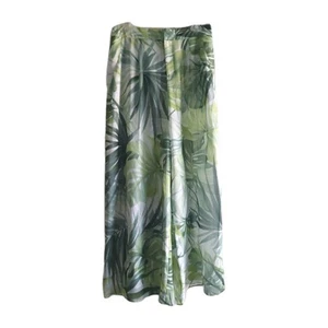 Soft Surroundings Size Small Palm Leaf Pattern 🍃 Chiffon Tropical Palazzo Pants - Picture 1 of 10