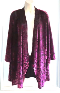 Catherines AnyWear Samt Burnout offene Strickjacke, lila & schwarz, 3X 26/28W, neu ohne Etikett - Bild 1 von 3