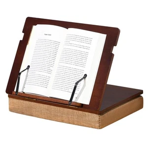 Wood Book Stand 14.7 x 10.6 Inches Portable Lap Cookbook Bible Reading Holder... - Picture 1 of 6