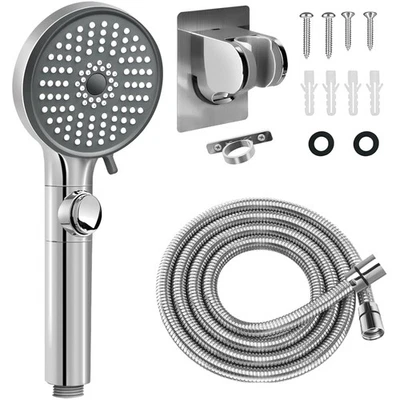 Modern Stainless Steel RV Shower Head with Hose & Anti-Clog Design for Outdoors - Image 1 of 4