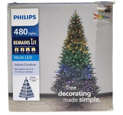 Rainbow Christmas Tree Lights String Philips LED Multicolor Pride Month 480 ct - Image 1 of 4