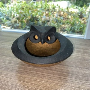 Vintage Japanese Hard cast Iron Owl Incense Burner Ashtray 2 Pcs - Picture 1 of 12