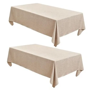 Leinen Struktur Tischdecken 2er Pack, Faux Sackleinen 54"x108" | 2er Pack Beige - Bild 1 von 8