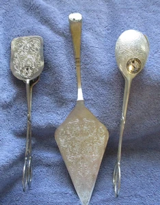 Studio Silversmiths Scissor Salad & Serving Tongs + Pie Server Tools 8.5" VTG. - Picture 1 of 13
