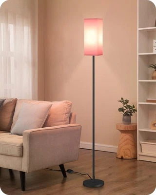 Modern Pole Floor Lamp with Foot Switch Minimalist Standing Lamp Pink Black - Image 1 of 4