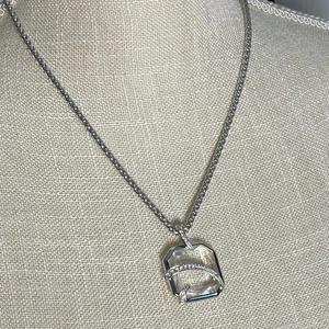 Vintage Swarovski Clear Crystal Octagonal Pendant Silvertone Chain Signed Swan - Picture 1 of 8