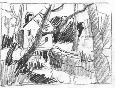 Desenho rural de celeiro ou moinho Norman Kent Nova Inglaterra - Imagem 1 de 2