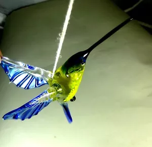 blown glass animal hummingbird figurine hanging ornament murano style blue 4.9 - Picture 1 of 4
