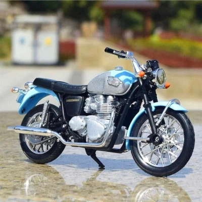 Welly 1/18 TRIUMPH Bonneville 2002 Motorcycle Model Diecast Bike Toy Blue Box - Image 1 of 4