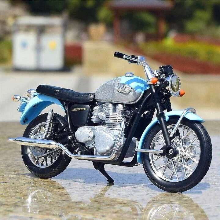 Welly 1/18 TRIUMPH Bonneville 2002 Motorcycle Model Diecast Bike Toy Blue Box - Image 1 of 4