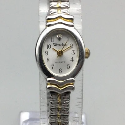 Reloj Westclox Mujer 16mm Tono Plateado Dorado Esfera Ovalada Banda Elástica Batería Nueva Foto 1 de 4