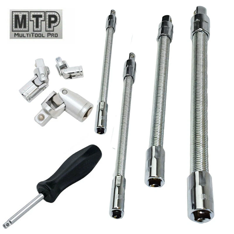 Flexible Extension Universal Joint Swivel Wobble Spinner Ratchet Socket 1/4" 3/8 - Image 1 of 1