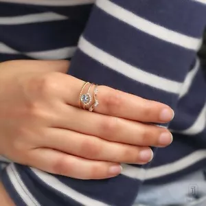 14K Gold 0,10 ct VS/F-G Diamant Chevron Ring zum Valentinstag Geschenk - Bild 1 von 9
