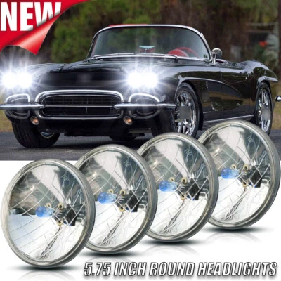 For Chevy Corvette 58-82 Chevelle 64-70 5.75" Halogen Headlights Hi/Lo DRL 4PCS - Image 1 of 4
