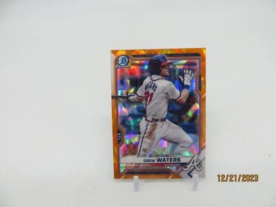 2021 Bowman Chrome Sapphire Drew Waters Prospects Orange Refractors /75 Royals - Image 1 of 4