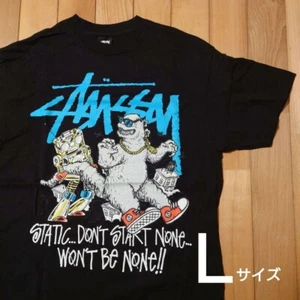 Godzilla Stussy Black Collaboration T-Shirt Men SIze L - Picture 1 of 5