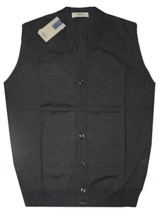 GILET UOMO lana merino 3XL 4XL 5XL 6XL maglia aperta antracite TAGLIE FORTI OVER - Picture 1 of 1
