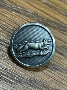 ANTIQUE VINTAGE PICTURE BUTTON FRANCE 10 SPORTING HUNT DOG FOX 5/8 inch Pewter - Picture 1 of 5