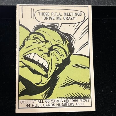 1966 Marvel Super Heroes Card # 46 Hulk  Rookie Card Donruss Vintage Great Shape - Image 1 of 4