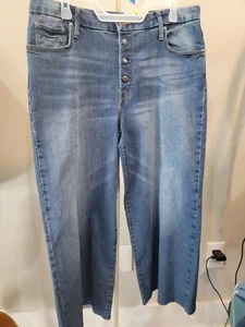 Time and True button up wide leg Jeans NWT sizes 8, 14 & 18 Med Wash - Picture 1 of 4