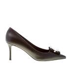 FERRAGAMO women shoes Black leather pointy Winnie 70 pump Vara bow heel 7 cm