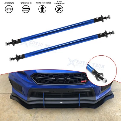 Universal Fit Blue Racing Style Front Bumper Lip Splitter Diffuser Rod Strut Bar - Image 1 of 4