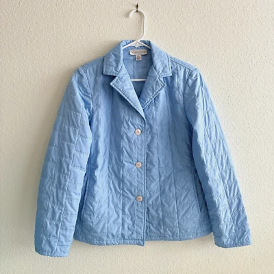 Casual Corner Jacket Lightweight Blue Quilted Side Pockets Women's Size S EUC - Image 1 of 4
