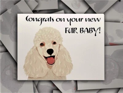 Congrats on New Fur Baby Poodle White Puppy Dog Card with Envelope - Image 1 of 4