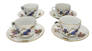 Royal Worcester Evesham Gold Cup and Saucer Flat England Set of 4 - Picture 1 of 3