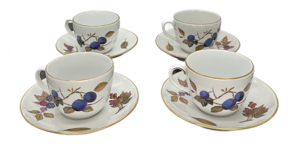 Royal Worcester Evesham золотой чашки и блюдца плоский Англии набор из 4 - Изображение 1 из 3