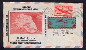 JAMAICA NY 1948 Airport Dedication Cover. Cinderella Label - Picture 1 of 2