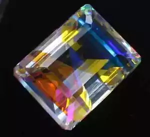 Topazio Mistico Naturale 34 Ct Multicolore Forma Smeraldo Sciolto Certificato Gemma - Foto 1 di 6