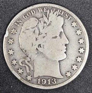 1913 S Barber Half Dollar 50 Cent Silver Low Mintage Date - Picture 1 of 4