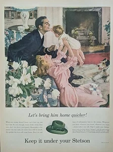 1944 Stetson Cappelli WW2 Portamolo a casa Pubblicità Stampa Più Veloce, Camino Living - Foto 1 di 1