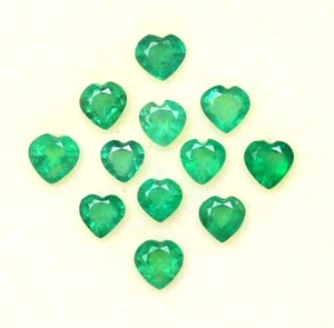 Natural Faceted Emerald Heart Shape Cut 4x4 mm Lot 12 Pcs 2.51CTS Loose Gemstone - Picture 1 of 9