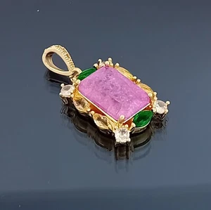 18K Gold Filled Stunning Italian Tourmaline 18ct GF Exquisite Pendant 20mm - Picture 1 of 11