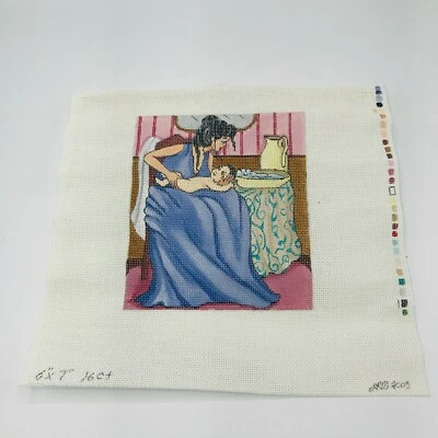 Hand Painted Needlepoint Pattern Canvas Victorian Bath Time Jacqueline Mellen - Image 1 of 4