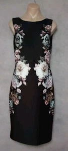 Together Dress Womens Size 38 Blush Black Floral Sleeveless Scoop Neck Sheath - Picture 1 of 15